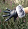 Fashion-Winter Real Rabbit Hair PU Läderhandskar Tjock Foder Mode Varma Handskar 5 Färger för val