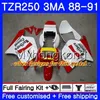 YAMAHA TZR250RR RS RR YPVS TZR250 88 89 90 91 244HM.14 TZR250 TZR250 3MA TZR 250 재고 흰색 프레임 1988 년 1989 년 1990 년 1991 년 페어링 키트 바디