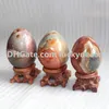 5 Pcs Venda Naturais Oceano Jasper Ágata Geode Cristal Sphere Egg Healing Gemstone Polido Policromo Jasper Quartz Eggs Specimen sem Suporte