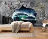 Home Decor 3d Wallpaper Cool Luxury Car Coming Out of the Wall Living Room Bedroom TV Background Wall Wallpaper
