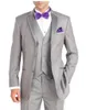 Brand New Light Grey Groom Tuxedos Notch Lapel Groomsman Wedding 3 Piece Suit Men Business Prom Jacket Blazer (Kurtka + spodnie + krawat + kamizelka) 79