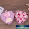 Романтическое розовое мыло цветок 9 шт. Один сердца форма металлическая коробка бантик валентин день подарки свадебный подарок