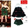 Free Size Erwachsene Frauen Weihnachtsbaum Kostüm Cape Hut Set Lagen A-Linie Minikleid mit weißem Flauschbesatz und Sternenkugeln Cosplay Outfit