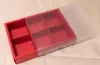 Lådan presentförpackning Kraftpapper Mooncake Box med frostat klart plastkåpa kaka box