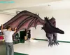 Vliegende Opblaasbare Zwarte Draak 4m Hangend Museum Reclame Opblaasbare Dinosaurus Modelballon met Vleugels Gehangen voor Partij Decoratio211U