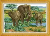 Elephants family foraging Drawing Handmade Cross Stitch Craft Tools Embroidery Needlework sets counted print on canvas DMC 14CT 11CT Home decor paintings