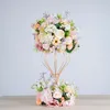 造花の球のハナジャーシミュレーションのローズの花輪の結婚式の装飾的な鉄のスタンドフレームパーティーロードリード装飾牡丹の絹の花