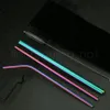 Aço inoxidável reutilizável Set Straw Hetero Bent Limpeza Straw escova 5PCS metal Smoothies Palhas Bebendo Set TTA776