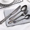 Fork and spoon black gold-plated stainless steel cutlery fork creative color steak cutlery western-style Dinnerware Sets T2I5031-1