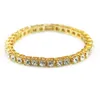 Hip -Hop -Strasssteine ​​Armband Gold plattiert Bling Bling 1 Reihen ECED OUT CZ Diamond Link Armbänder Top -Qualität Fashion Herren Schmuck