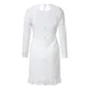 Kvinnor ihålig ut vit spets klänning 2021 våren o-nacke långärmad backless sexig bodycon mantel kväll klänningar dam fest klänning sommar höst