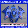 Bodys + Tank for Suzuki GSXR 750 All Gloss Blue GSXR 600 GSXR-750 GSX-R600 2004 2005 295HM.34 GSX R750 K4 GSXR600 04 05 GSXR750 04 05 Fairing