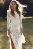 Abiti da sposa a sirena bohémien firmati con maniche lunghe Abito da sposa boho country country sexy senza schienale in pizzo Francia retrò Hippies economici