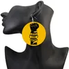Black Lives Matter Saying Trendy Women Print Jewelry Natural Wood Drop Earrings Melanin Poppin Afro Power Fist Pattern