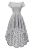 Ny ankomst landstil av axel Hi-Lo Short Sleeve Formell Cocktail Dress Beach Main of Honor Dress for Wedding Party Prom