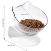 Petacc Pet Bowl Anti-slip Cat Dish Tilted Pet Feeder With Slope Base Suitable For Most Cats White And Transparent C19021302