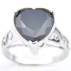 5 st Mode Kvinnor Ringar Hjärta Svart Onyx Gems 925 Sterling Silver Plated För Solitaire Ringar Smycken Holiday Gift