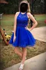 Krótkie sukienki dla juniorów Aplikacje Haftowe Tulle Sukienka Homecoming Dress Backless Teens Semi Formalne specjalne okazje sukienki