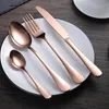 4Pcs Wedding Tableware Stainless Steel Set Rose Gold Flatware Sets Glossy Rose Gold Cutlery Sets wholesale