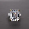 OneRain Classic 100% 925 Sterling Silver Emerald Cut Topaz Citrine Sapphire Gemstone Engagement Couple Rings Jewelry Wholesale V191202