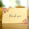 Thank You Cards Kraft Paper Bulk Floral Thank You Party Favor Cards Flowers Card Set Blank on The Inside, with Envelopes