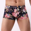 Ausbuchtung Niedrige Taille Neue Sexy Unterwäsche Männer unterhosen Cueca Patchwork Druck Boxer Shorts Beutel Unterhose Homosexuell Kleidung Herren Boxer Marke