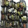 50pcs Erkek Kadın Üst Çeşitli Deri Alaşım Bronz Bileklik Bileklikler Bangles manşet punk serin mücevher partisi hediye toptan bilek yepyeni