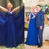 Elegant Chiffon Lång mor till brudklänningarna Sheer Sleeves Lace Sequined Wedding Guest Dress Women Party Wear