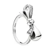 925 Sterling Silver Brilliant Bow Ring Set Original Box for Pan Women Wedding CZ Diamond bowknot Ring W150