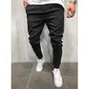 Mäns Twill Fashion Jogger Byxor Ny Stripe Urban Straight Casual Trousers Slim Fitness Långbyxor S-3XL