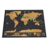 Figuriner Deluxe Erase Black World Map Personlig reseskrapa för rum Heminredning Väggdekaler