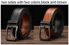 2019 ceinture habillée pour hommes en cuir de haute qualité 1.3 "large grande boucle mode conception simple ceintures d'affaires deux couleurs en un