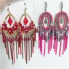 Boucles d'oreilles bohèmes de luxe rétro long pompon en cristal style célébrité boucles d'oreilles pompon faites à la main Mix bijoux en gros pour femmes DHL