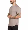 Solid color blank fitness men long breathable sports T-shirt stylish men slim summer bodybuilding short-sleeved men