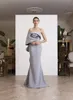Tasarımcı Azzi Osta Deniz Kızı Prom Elbiseler Nakış Straplegle Boyun Ünlü Parti Gowns Süpürme Tren Saten Resmi Gece Elbise