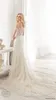 Modest Mermaid Wedding Dresses V Neck Short Sleeve Tulle Lace Applique Wedding Gown Sweep Train Custom robe de mariée