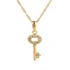 New Fashion Nice Key Pendant Luxury Gold Color Crystal Key Chain Pendant Necklace Elegant Jewelry Accessories For Women