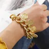 Vintage Coin Heart Lock Charm Bracelet Punk Chain Bracelets Retro Women Female Hip Hop Big Gold Color Pendant Bangle Statement Jewelry