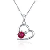 All'ingrosso-romantico argento 925 cuore pavimenta cristallo rosso CZ pendenti delle collane misura i monili della collana di modo delle donne SCN276