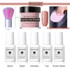 8 stks / set Dipping Nail Glitter Kits Naakt Roze Gradiënt Frans Chrome Pigment Natuur Snel Droog Zonder Lamp Cure 6 / 4PCS