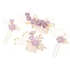 Lusso rosa blu fiore pettini per capelli copricapo ballo accessori da sposa da sposa foglie d'oro gioielli per capelli perni per capelli 2019