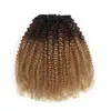 Clip Curly Hair Extension Clip in Afro Kinky Krullend Haar 3 Tone Ombre Haar 1B / 4/27 120G / PC Factory Prijs Groothandel