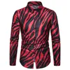 Festa de boates zebra listrada camisa masculina casual slim fit manga longa camisa vestido social quimise homme 3xl1 sybi22