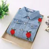 Damesjassen Herfst Dames Koreaanse versie The Rose Flower Embroidery Wild Denim Jacket korte jas met lange mouwen