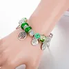 New green glass beads pendant bracelet for Pandora Silver-plated jewelry high quality DIY beaded ladies bracelet with original box birthday