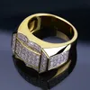 Anéis masculinos de hip-hop de atacado e americano, micro mosaico zircão anéis banhados a ouro anéis de moda.
