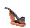 Teapot-shaped curved hand-made solid wood pipe with magnetic absorption mini-filtration wooden pipe