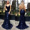 Pailletten Mermaid Prom Jurken V-hals Tule Lange avondjurken Real Picture Formele Party Prom Backless Jurkens