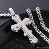 Fashion Stainless Steel Silver Gold Tone Cross Necklace Pendant for Men Byzantine Chain Necklace Boys Gift 6mm 22Inch NP80