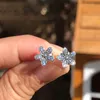 Pandora Czダイヤモンドの結婚式のジュエリーかわいい女の子のイヤリングギフトボックスセットと本物の925シルバーデイジー小さなイヤリング